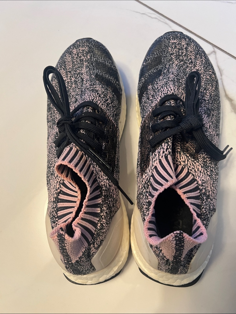 adidas Pink and Black Knit Athletic Slip-On Sneakers